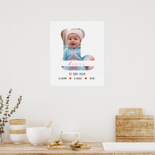 Poster Letra alfabética personalizada do bebê - L - Poste