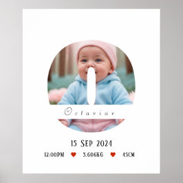 Poster Letra alfabética personalizada do bebê - O - Poste