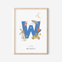 Poster Letra alfabética personalizada do nurserário bonit