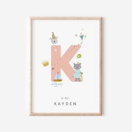 Poster Letra alfabética personalizada do nurserário em fo