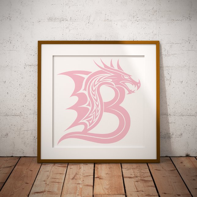 Poster Letra B Estilizada com Dragão, Alfabeto de Dragão, (Criador carregado)