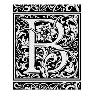 Póster Letra B Monograma Medieval Arte Nova