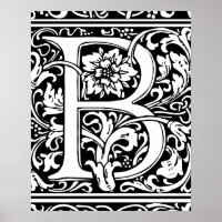 Letra B Monograma Medieval Inicial Vintage