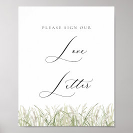 Poster Letra Beachside Pampas Grass Love