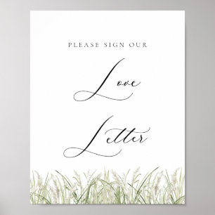Poster Letra Beachside Pampas Grass Love