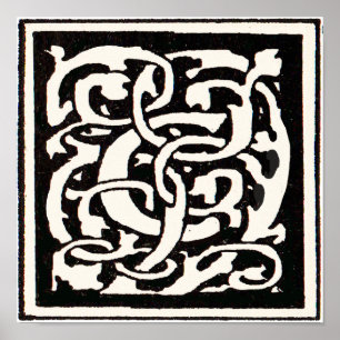 Póster Letra C Art Nouveau Monograma Vintage