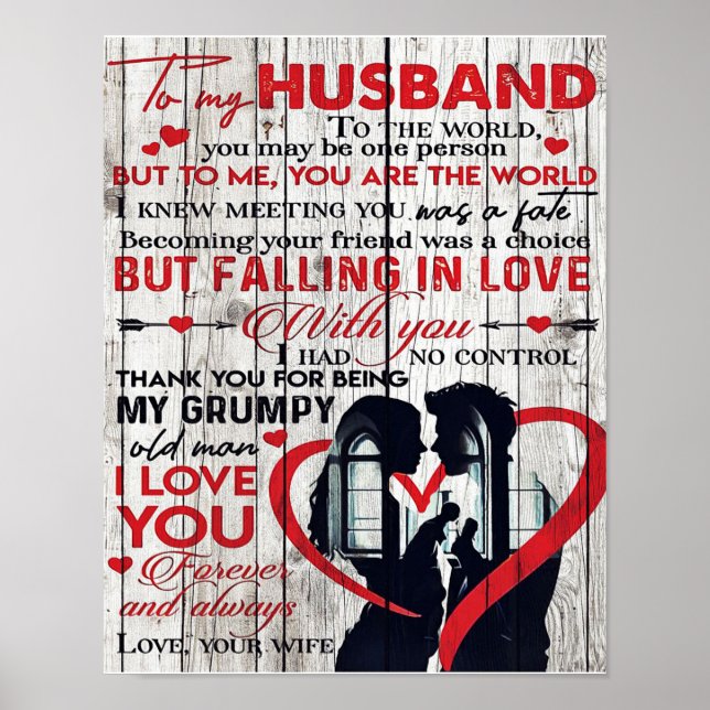 Poster Letra Cute para Marido | Ao Meu Marido Presente (Frente)