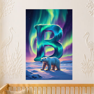 Póster Letra da Cartilha B Nome Luzes do Norte Urso Polar