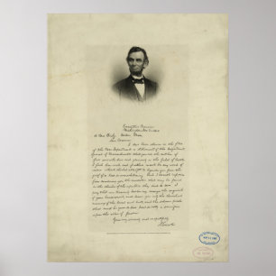 Póster Letra da guerra civil de Abraham Lincoln à Sra.