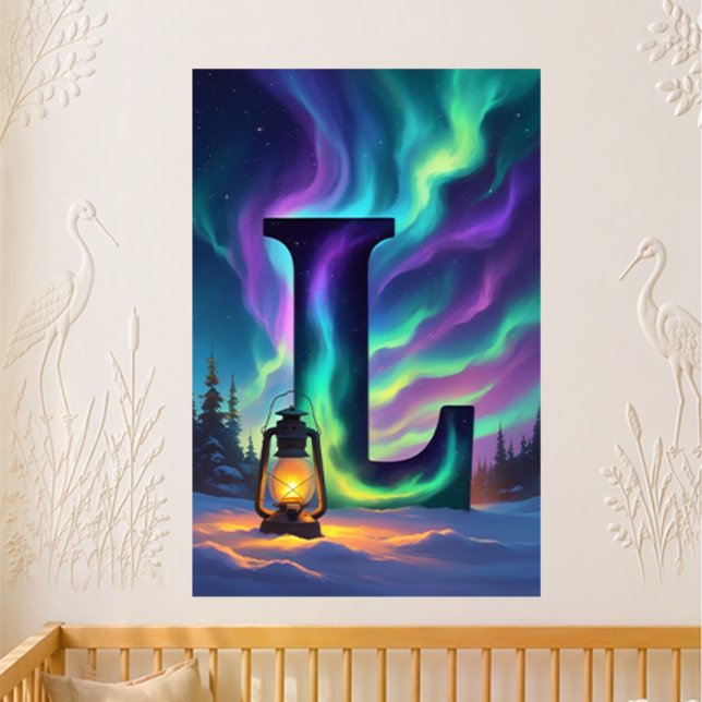 Póster Letra de Berçário L Nome Lanterna das Luzes do Nor (Criador carregado)