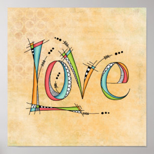 Poster Letra de Mão de Amor Impressionante