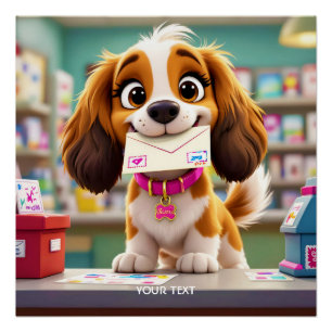 Póster Letra de Posto Fantasy Cute Dog