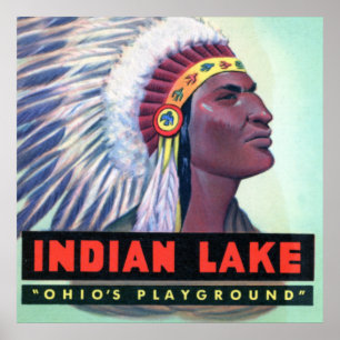 Póster Letra do lago indiano Ohio do ponto de Russells