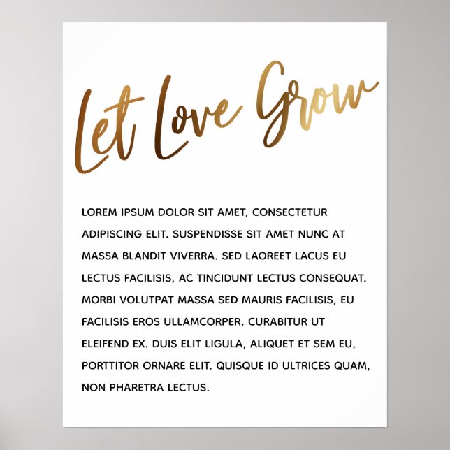 Poster Letra dourada "Deixe o Amor Crescer" Evento Simple (Frente)