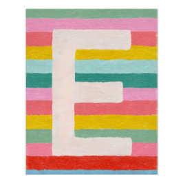 Póster Letra E de Monograma de Decoração de Dopamina Bril