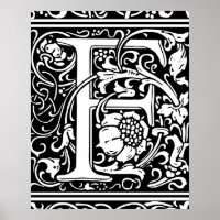 Letra F Monograma Medieval Vintage inicial