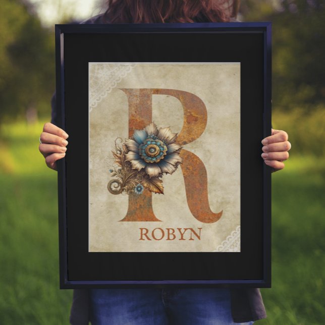 Poster Letra Floral Steampunk R (Criador carregado)