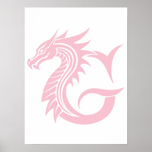 Poster Letra G Estilizada com Dragão, Alfabeto de Dragão,