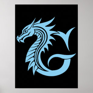 Poster Letra G Estilizada com Dragão, Alfabeto de Dragão,