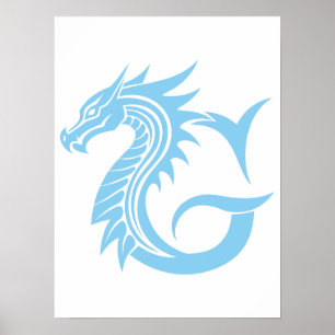 Poster Letra G Estilizada com Dragão, Alfabeto de Dragão,