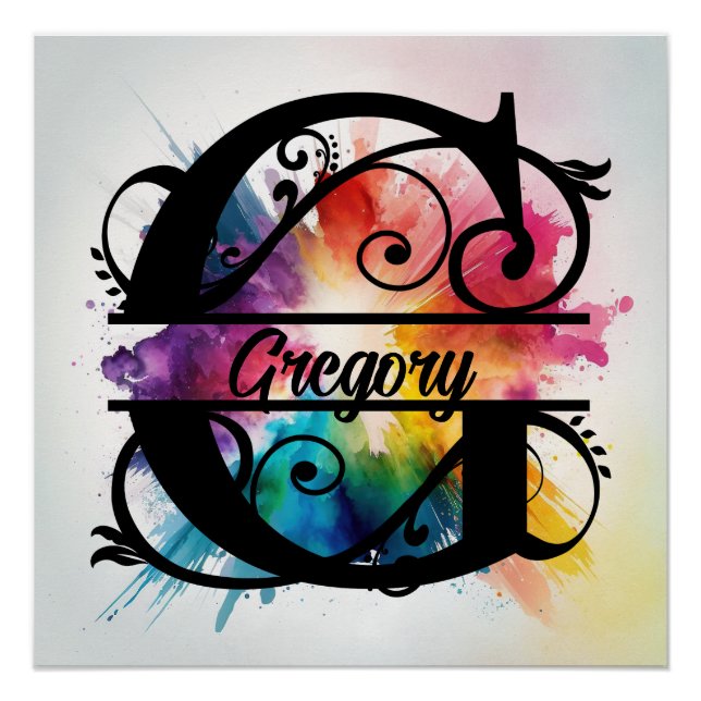 Póster Letra "G", Monograma Brilhante, Monograma Brilhant (Frente)