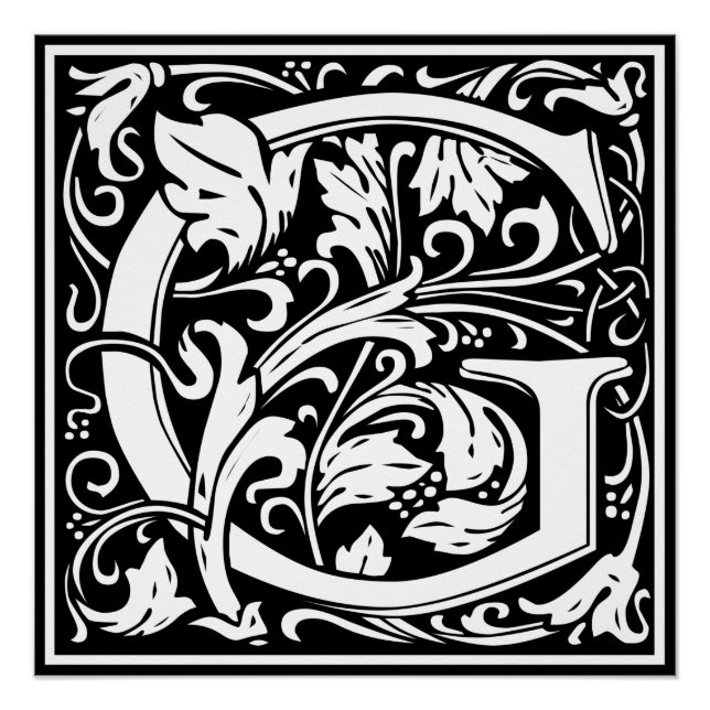 Póster Letra G Monograma Medieval Art Nouveau (Frente)
