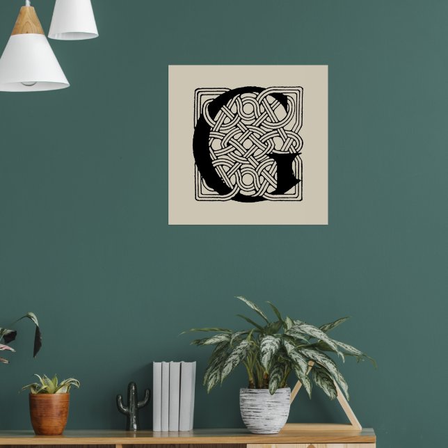 Poster Letra G Vintage Celtic Knot Monograma (Sala de Estar 1)