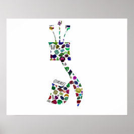 Poster Letra hebraica GIMMEL feita com pedras magnéticas