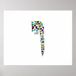 Poster Letra hebraica VAV feita com pedras magnéticas