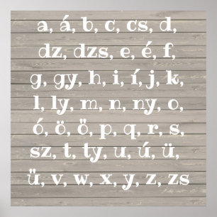 Poster Letra húngara no aspecto da madeira