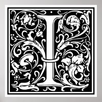 Letra I Monograma Medieval Art Nouveau