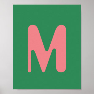 Poster Letra inicial da Rosa claro moderna   Algas verdes