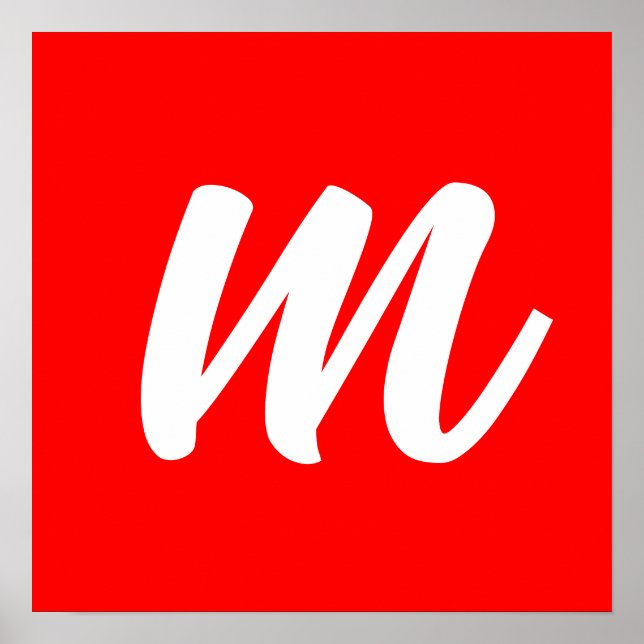 Poster Letra Inicial de Monograma Branco Vermelho (Frente)