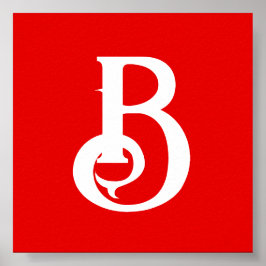 Poster Letra inicial monograma branco branco clássico