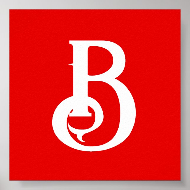 Poster Letra inicial monograma branco branco clássico (Frente)