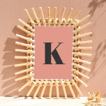 Poster Letra inicial | Monograma de Na moda moderno<br><div class="desc">Simples,  na moda personalizada,  letra inicial monograma impressão de poster na tipografia moderna minimalista em cinzas escuras,  a cor-de-rosa. Um presente personalizado perfeito ou acessório com um toque pessoal!</div>