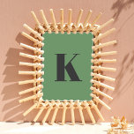 Poster Letra inicial | Monograma Modern Trendy Sage Green<br><div class="desc">Simples,  na moda personalizada,  letra inicial monograma impressão de poster na tipografia moderna minimalista em cinzas escuras,  em verde-sábio. Um presente personalizado perfeito ou acessório com um toque pessoal!</div>