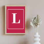 Poster Letra Inicial | Monograma Moderno Rosa Stylis<br><div class="desc">Capa de monograma de letra inicial elegante para impressão. Minimalista moderno em cinza sobre tipografia rosa. O presente individual perfeito ou acessório com uma abordagem individual!</div>