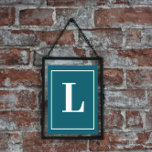 Poster Letra inicial |Monograma Teal Estilos Modernos<br><div class="desc">Na moda inicial da letra monograma poster para impressão. Moderno minimalista em cinzas na tipografia das árvores. O dom ou acessório individual perfeito com uma abordagem individual!</div>