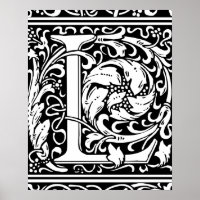 Letra L Monograma Medieval Vintage inicial