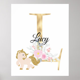 Poster Letra L monograma personalizado com pônei