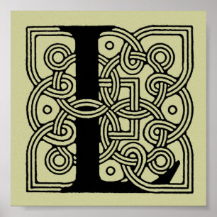Póster Letra L Vintage Celtic Knot Monograma