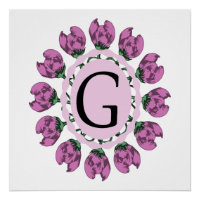 Letra maiúscula G monograma floral