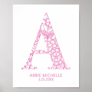 Poster Letra Mandala, rosa-quente, a Wall Art Kids
