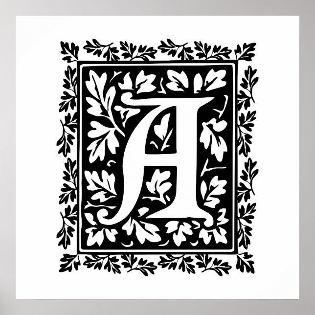 Poster Letra Manuscrita Iluminada Elegante Medieval A (Frente)