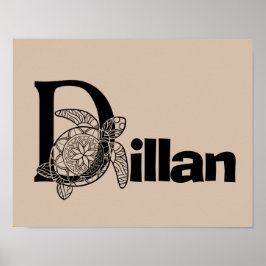 Poster Letra monográfica personalizada D Turtle Nurserart