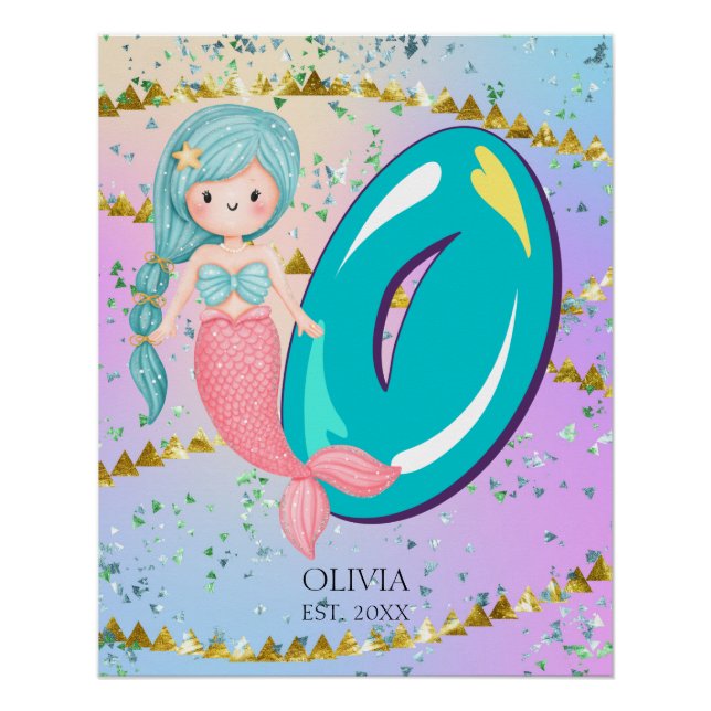 Póster Letra O Monograma, Aquarela, Enfermeiro de Mermaid (Frente)