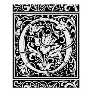 Póster Letra O Monograma Medieval Arte Nova