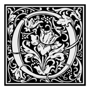 Póster Letra O Monograma Medieval Arte Nova
