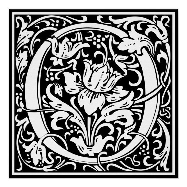 Póster Letra O Monograma Medieval Arte Nova (Frente)